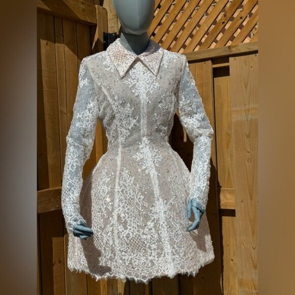 🆕 BRONX & BANCO 🧿 NWOT Adelaide White Lace Bridal Mini Dress, Sz S US 4 - Picture 11 of 16